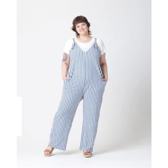 Natural by Known Supply‎ Blue Stripe Remy Jumpsuit sz large - Picture 8 of 10